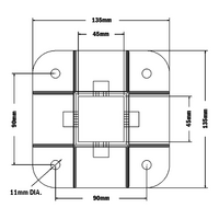 33-4545-1SS MODULAR SOLUTIONS MOUNTING FOOT 4 SIDED FOR 45 X 45 FULLY ENCLOSED